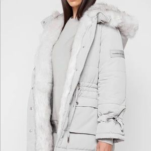 BRAND NEW - Faux Fur Longline Grey Winter Coat